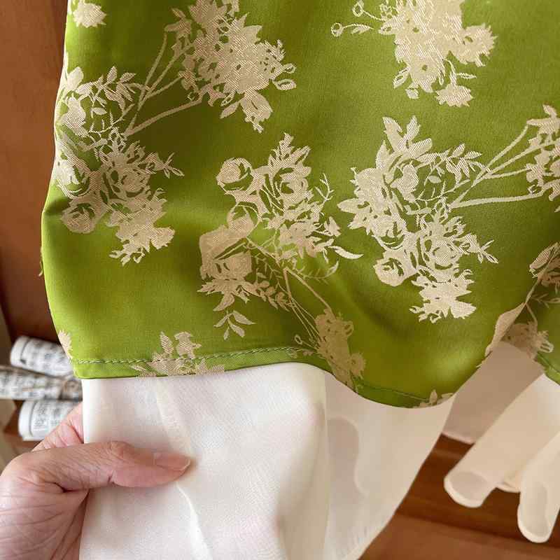 ワンピース 女の子 キッズ ガールズ 改良チャイナドレス 中国風 ノースリーブ 薄手 花柄 切り替えデザ..