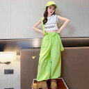 セットアップ 女の子 キッズ ジュニア 子供服 夏 サマー ロゴTシャツ トップス サロペット オーバーオール パンツ 綿混 薄手 軽量 韓国ファッション カジュアル 普段使い 上下セット