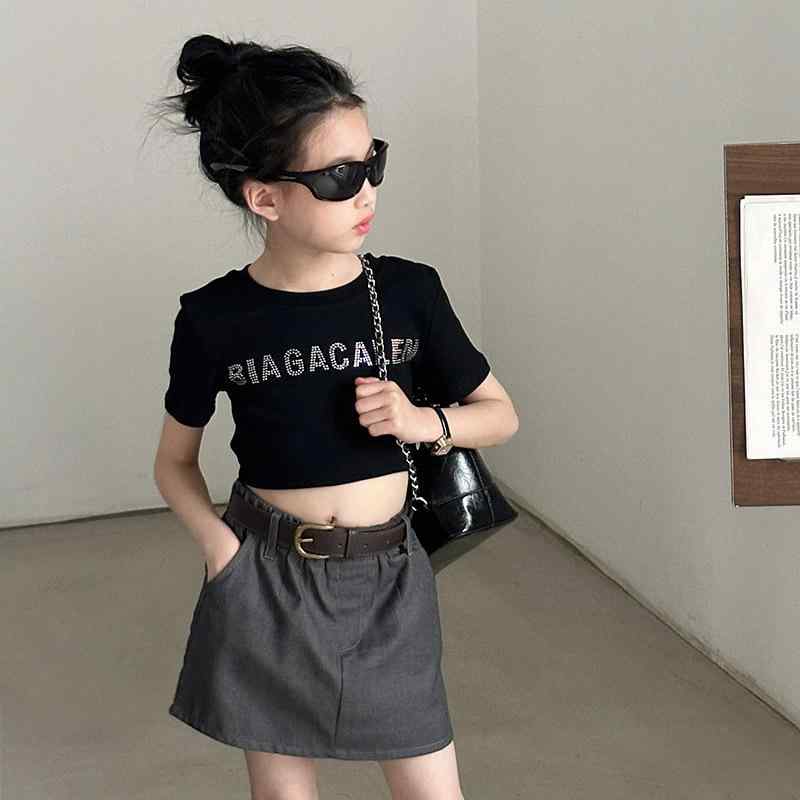 女の子 Tシャツ スカート セットアップ 半袖 上下セット 韓国ファッション ゆったり ルーズフィット カ..