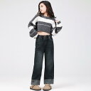 デニムパンツ ガールズ ジュニア 秋冬 裏起毛 厚手 ストレート スキニー おしゃれ カジュアル 長ズボン ウエストゴム 無地 ブルーグレー