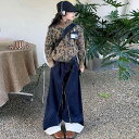 キッズ 女の子 ジュニア ヒョウ柄 セーター 裏起毛 厚手 パンツ 上下セット カジュアル ストリート 秋冬 暖かい 普段使い お出かけ 通学 コットン混