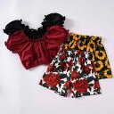 キッズ 女の子 セットアップ 夏 無地半袖トップス フリル かわいい ひまわり柄プリント ショートパンツ 普段使い 薄手 やわらか ポリエステル素材