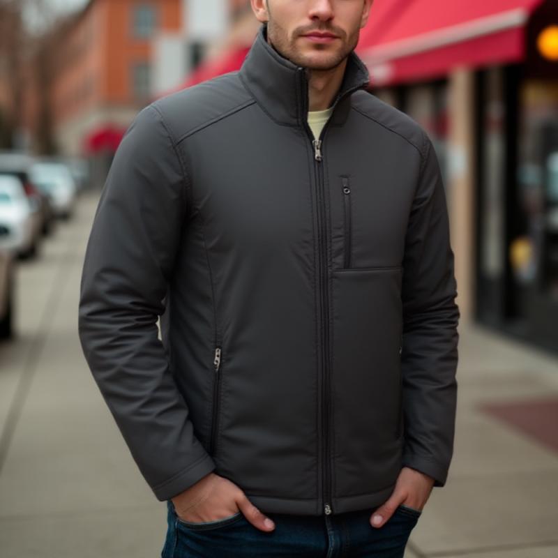 ジャケット メンズ スタンドカラー 裏起毛 ジップアップ マウンテンパーカー アウトドア チェック柄 ポリエステル 秋冬 カジュアル ブラック アウター