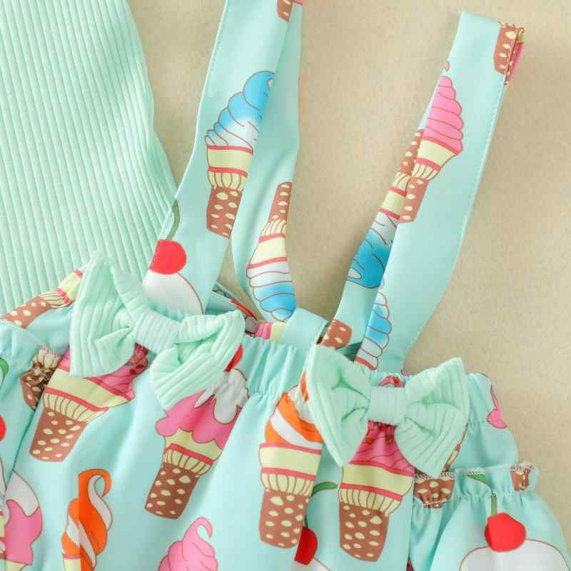 キッズ 女の子 ベビー フリル袖 半袖 トップス カットソー レインボー柄 サロペット オーバーオール パンツ 綿 コットン 夏 三点セット ピンク かわいい 普段使い お出かけ着