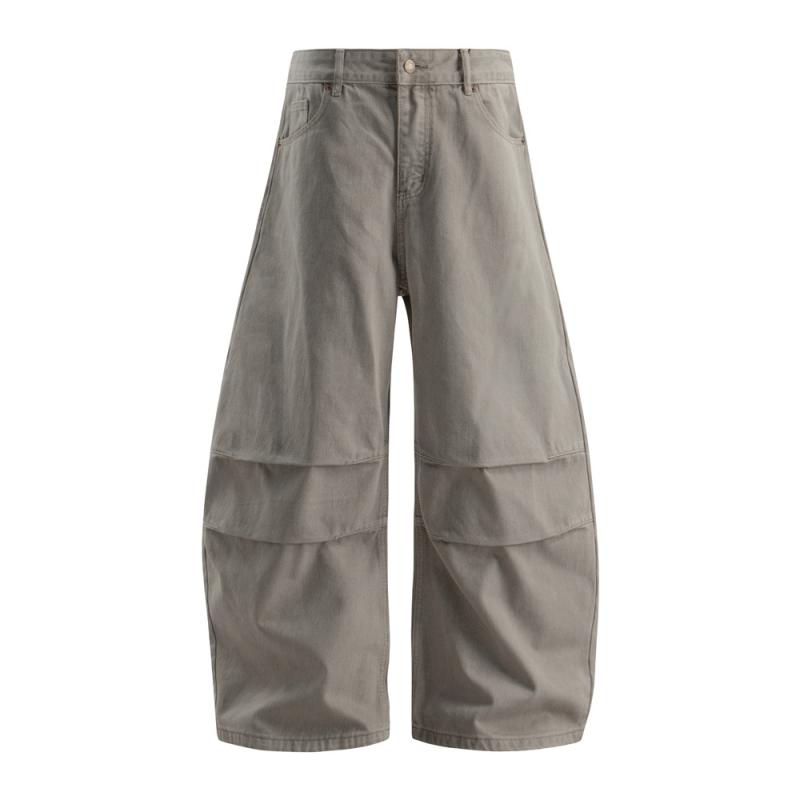 パンツ メンズ 欧米ストリート カジュアル ワイド カーブパンツ プリーツ加工 ルーズフィット コットン 耐久性 カーキ(4)