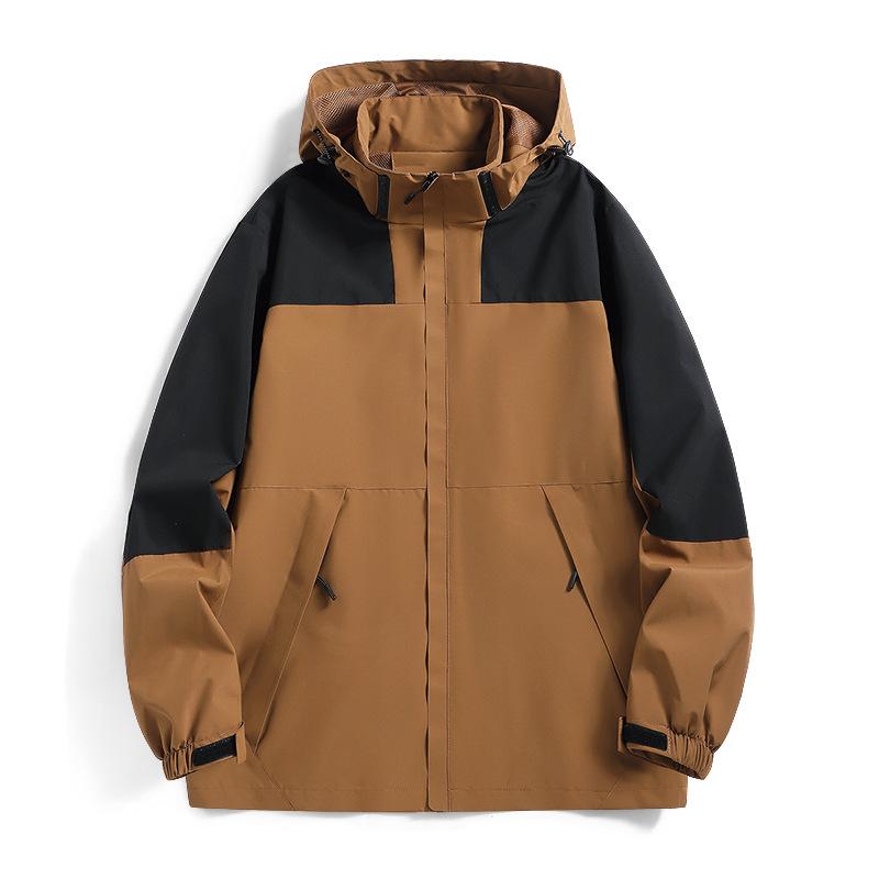 アウトドア シェルジャケット ユニセックス 秋冬 防風 保温 透湿 防水 着脱式フード カジュアル 登山 キャンプ トレッキング スポーツ ポリエステル