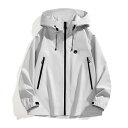 マウンテンパーカー 男女兼用 カップル ペア アウトドア 登山 トレッキング 防風 防水 透湿 フード付き ジップアップ 単層 無地 ゆったり ポリエステル素材 春秋