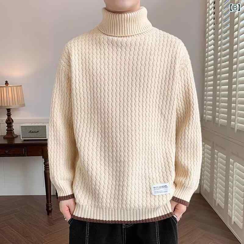 ニット メンズ 秋冬 ハイネック セーター タートルネック 保温 防寒 あったか 厚手 肉厚 ゆったりシルエット おしゃれ カジュアル きれいめ 普段使い トップス