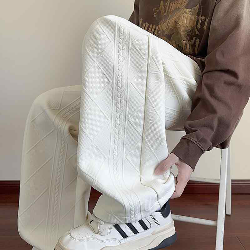 スウェットパンツ メンズ ユニセックス ポリエステル スパンデックス ストレッチ テクスチャ感 ジャガ..