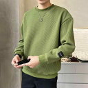 スウェット メンズ クルーネック 無地 長袖 ドロップショルダー ビッグシルエット 韓国ファッション ストリート カジュアル 普段使い ポリエステル