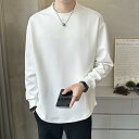 Tシャツ メンズ 長袖 ヘビーウェイトコットン ゆったり ビッグシルエット インナー カットソー クルーネック 丸首 ドロップショルダー 普段使い カジュアルウェア 春夏秋 大きいサイズ