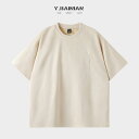 Tシャツ メンズ アメリカンスタイル ストリート ヘビーウェイト スエード調 ビッグシルエット ドロップショルダー クルーネック 半袖 無地 刺繡ロゴ 防シワ 通気性 抗菌 吸湿速乾 大きいサイズ
