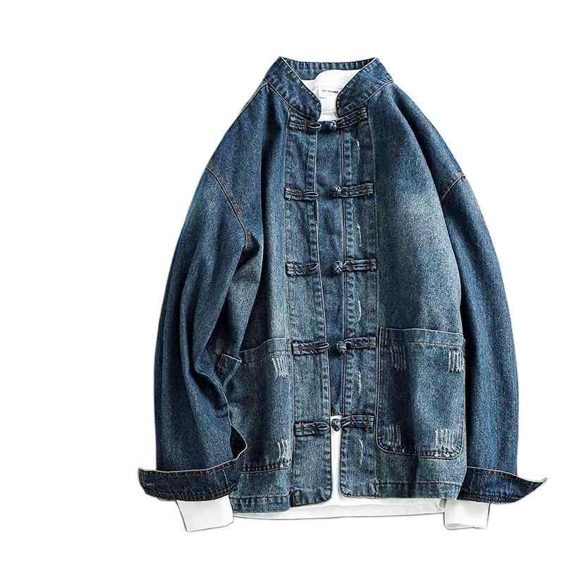 ジャケット メンズ デニム Gジャン チャイナボタン グラデーション 絞り染め ウォッシュ加工 ユーズド..