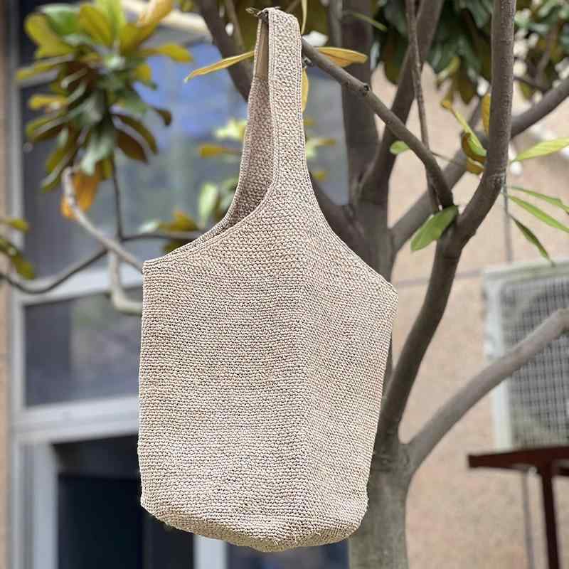 かごバッグ レディース 手編み ラフィア バケットバッグ 大容量 フレンチレトロ ショルダーバッグ リゾ..