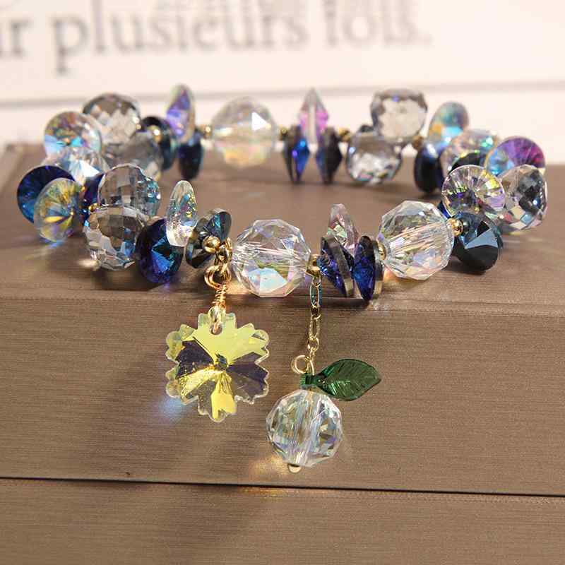 SWAROVSKI - ブレスレット レディース クリスタル 上品 シンプル ナチュラル 韓国 フェアリー 高見え 着回し力抜群 普段使い 白水晶 乳白水晶 ブルー パープル ホワイト イエロー グリーン ハートチャーム