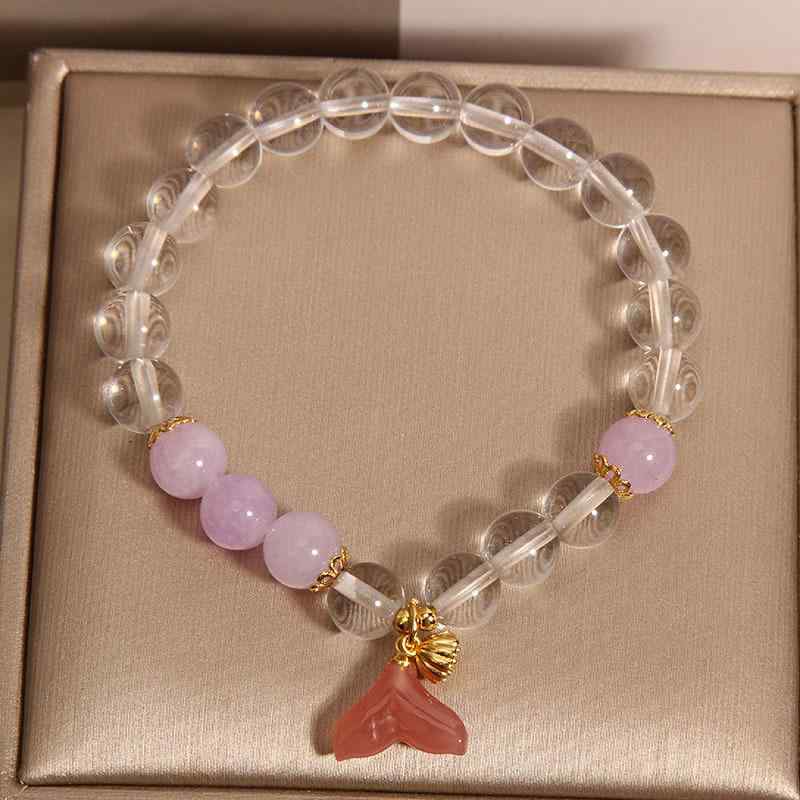 ブレスレット レディース 天然石 ラベンダーアメジスト ホワイトクリスタル フィッシュテールモチーフ ..