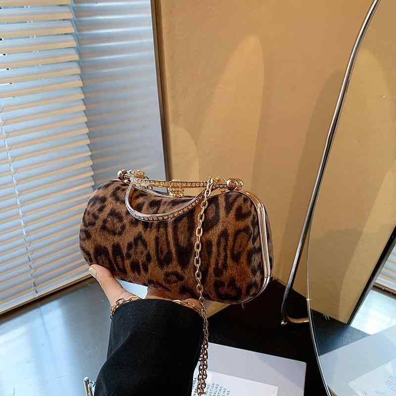 バッグ レディース ヒョウ柄 チェーン ミニスクエア ショルダーバッグ 斜め掛け ハンドバッグ 3WAY レ..