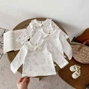 Tシャツ ベビー 女の子 新生児 0歳 1歳 春秋 丸襟 長袖 綿 小花柄 うさぎ柄 キャラクター かわいい プリンセス インナー カットソー 韓国子供服 カジュアル