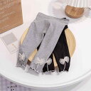 レギンス 女の子 ベビー キッズ スパッツ 綿 コットン リボン 蝶結び ロングパンツ 春秋 外着 普段使い お出かけ ミドルウエスト ウエストゴム グレー ブ...
