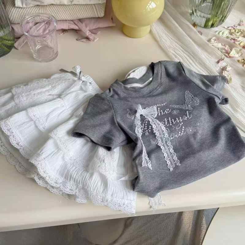 キッズ 女の子 子供服 半袖 Tシャツ スカート セットアップ 夏服 薄手 柔らかい 綿 コットン 韓国 カジ..