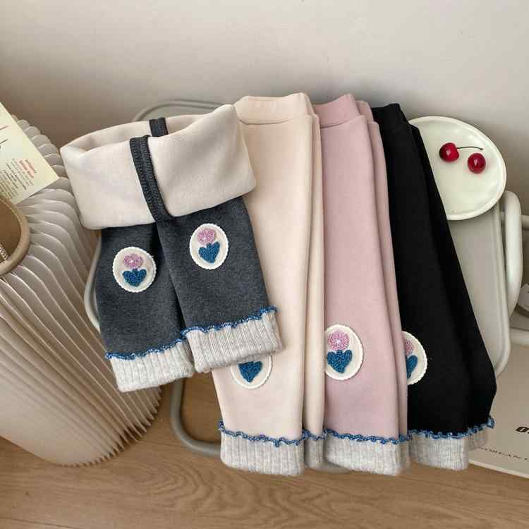 レギンス 女の子 ベビー キッズ 秋冬 裏起毛 綿 厚手 暖かい 無地 ロングパンツ 韓国 ベーシック カジ..