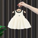 ワンピース ベビー 女の子 ジャンパースカート ノースリーブ 胸元 リボン スウィート かわいい コットン 薄手 Aライン フレア 配色 春夏 子供服 お出かけ...