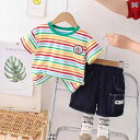 セットアップ ベビー 男の子 キッズ 夏物 韓国 半袖 ショートパンツ 綿素材 キャラクター イラスト カラフル おしゃれ かわいい 普段着 部屋着