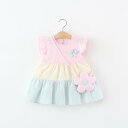 ワンピース 女の子 ベビー服 かわいい 切り替え プリンセスドレス 半袖 綿 コットン 赤ちゃん 女児 ガールズ 春夏 お出かけ 普段使い フレアシルエット ド...