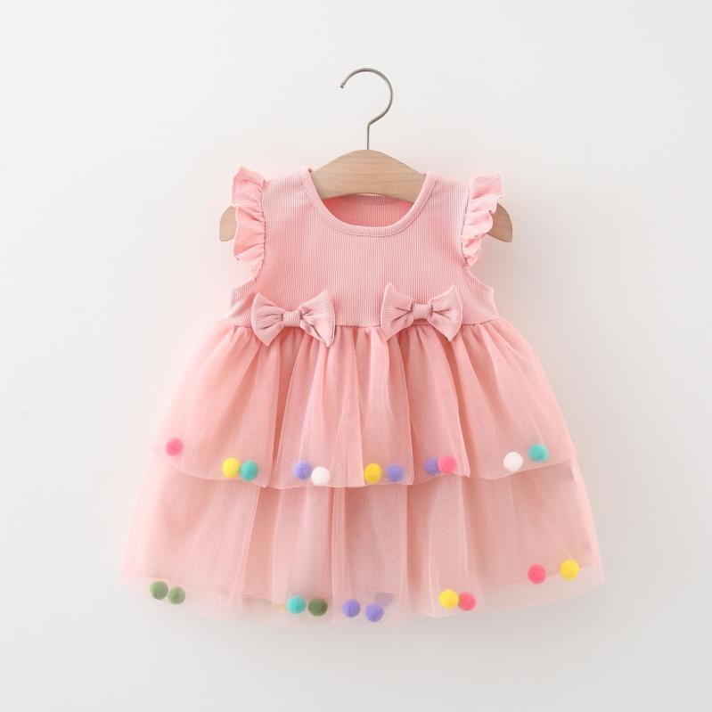 ドレス キッズ 女の子 ベビー プリンセス フリル袖 綿素材 夏 誕生日 セレモニー お祝い バースデー 韓..