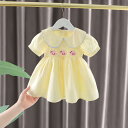 ワンピース 女の子 キッズ ベビー コットン 綿 パフスリーブ プリンセス ドレス かわいい キュート ふわふわ Aライン 春夏 韓国 お出かけ 普段使い 結婚...