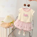 ベビー 女の子 半袖 スカート セットアップ ツーピース かわいい リボン チュールスカート ピンク 綿素材 韓国 プリンセス おしゃれ 春夏 子供服