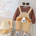 ベビー服 女の子 幼児 オーバーオール サロペット カジュアル かわいい くま柄 パンツ セットアップ コットン 長袖 長ズボン 春秋 ホワイト ブラウン ベージュ 普段使い お出かけ着 80cm 90cm 100cm対応