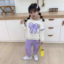 キッズ 女の子 ベビー かわいい カジュアル 韓国 おしゃれ セットアップ 2点セット 長袖 ロングパンツ リボン 春秋 キャラクター 綿