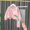 キッズ 女の子 ベビー セットアップ 長袖 Tシャツ ロングパンツ 2点セット コットン 綿 春秋 桃モチーフ 韓国 かわいい おしゃれ 普段使い