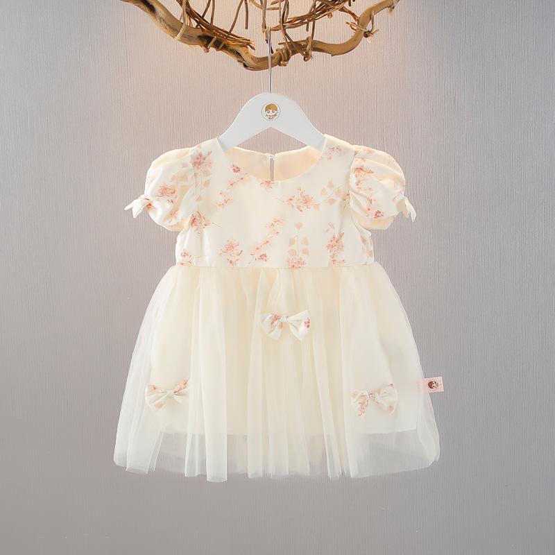 ワンピース 女の子 ベビー キッズ 半袖 夏 薄手 プリンセスドレス チュール Aライン ポリエステル ふんわり かわいい お出かけ着