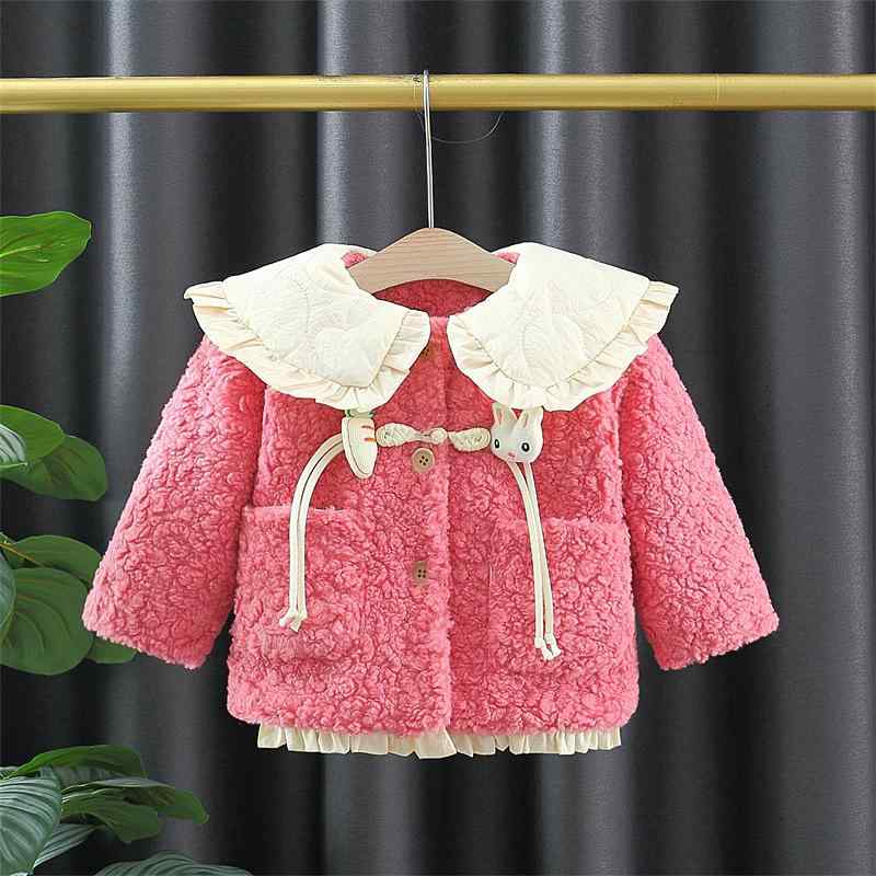 ベビー キッズ 女の子 裏ボア 中綿 コート 冬 厚手 フード付き アウター 防寒着 綿混 かわいい ウサギモチーフ カジュアル 普段使い 通園 お出かけ レッ...
