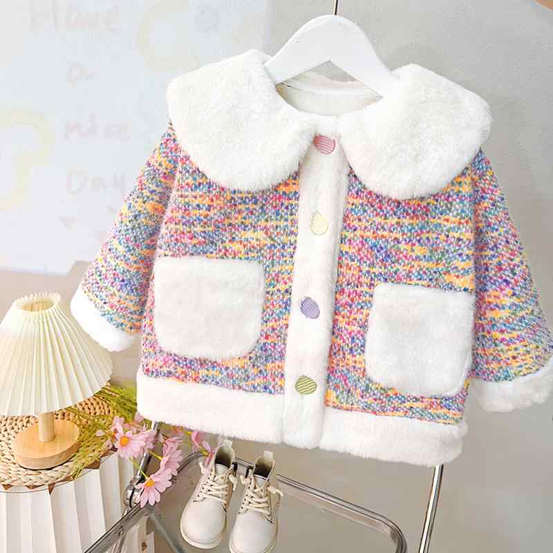 キッズ 女の子 ベビー 冬 厚手 裏起毛 中綿ジャケット フード付き 配色切り替え 綿 コットン アウター 韓国 カジュアル 防寒 ピンク パープル