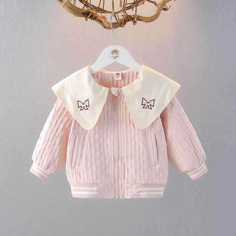 アウター 女の子 ベビー キッズ ジャケット コート 1歳 2歳 3歳 ラウンドネック 長袖 フードなし カジュアル おしゃれ 春秋 無地 ジップアップ ポリエ...