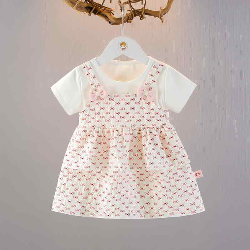 ワンピース ベビー 女の子 夏 半袖 綿素材 コットン フェイクサロペットスカート サロペット風 プリンセスドレス おしゃれ かわいい Aライン フレア 子供服 お出かけ 普段着