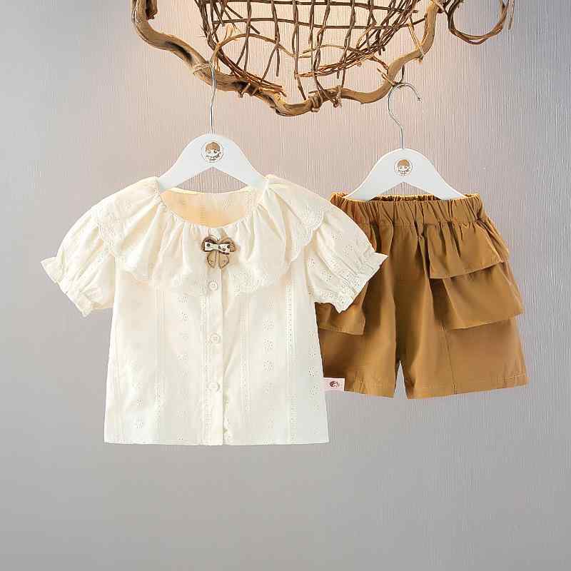 ベビー 女の子 セットアップ 夏服 半袖シャツ ショートパンツ 2点セット コットン 薄手 涼しい カジュアル 普段使い おしゃれ かわいい