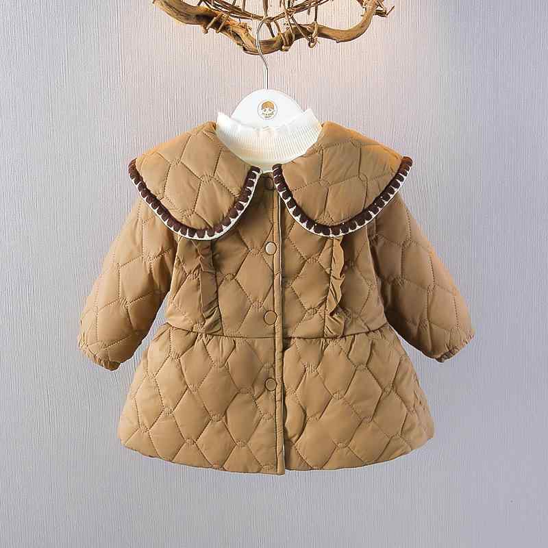 中綿ジャケット ベビー 女の子 秋冬 アウター 軽量 保温 防寒 丸首 前開き ポリエステル 裏ボア お出かけ 普段使い ライトイエロー ブラウン 可愛い おしゃれ