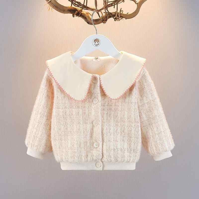 ジャケット 女の子 ベビー 幼児 1-3歳 冬用 フリース 裏起毛 長袖 前開き ボタン ポリエステル素材 暖かい 防寒 カジュアル 無地 ライトピンク お出か...