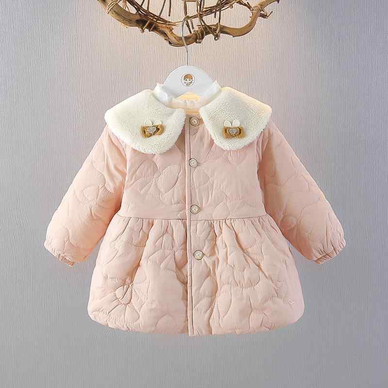 コート キッズ 女の子 ベビー 子供服 中綿コート 裏起毛 秋冬 防寒 保温 あったかい フードなし 襟付き 前開き ボタン ピンク イエロー 1-3歳 お出か...