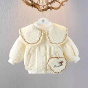 アウター 女児 ベビー 女の子 裏起毛 中綿コート ジャケット 冬 秋冬 保温 防寒着 長袖 ラウンドネック フードなし おしゃれ カジュアル 普段使い