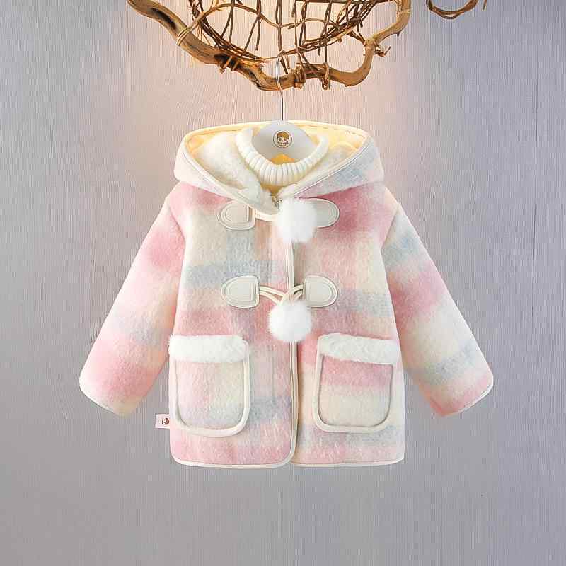 コート 女の子 キッズ 1-3歳 裏起毛 フリース メルトン調 冬物 フード付き 中綿 保温 あったか ショート丈 カジュアル アウター お出かけ 普段使い ピ...