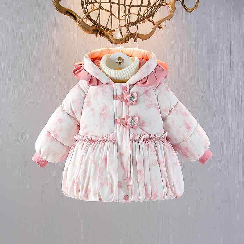 ベビー 女の子 中綿コート 冬物 裏起毛 厚手 フード付き 防寒 保温 あったか 無地 シンプル ピンク グリーン カジュアル アウター ジャケット お出かけ ...