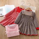 ニットワンピース キッズ 女の子 ベビー服 長袖 韓国 リボン レース 秋冬 アクリル プリンセスライン フレア 着回し カジュアル 普段使い お出かけ 子供服...