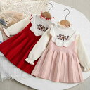 ワンピース 女の子 ベビー服 キッズ服 ニット セーター 長袖 秋冬 かわいい プリンセス スウィート 刺繍 花柄 子供服 ピンク レッド お出かけ 普段着