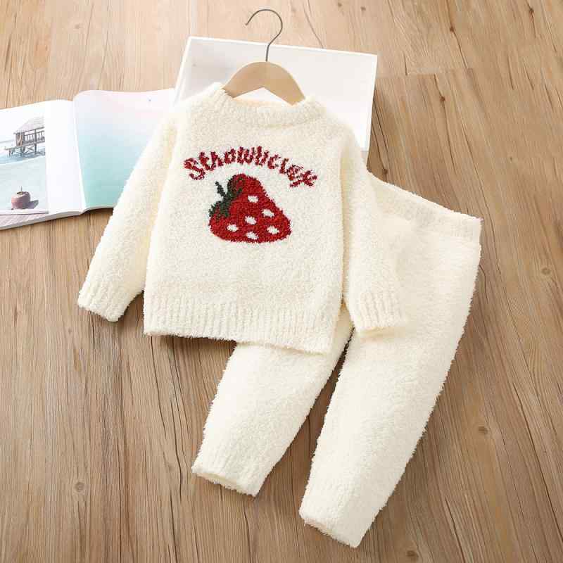 パジャマ 女の子用 キッズ いちご柄 アルファベット サンゴフリース ふわふわ もこもこ 柔らかい あっ..