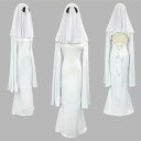 コスプレ衣装 レディース 女性用 ゴーストガール かわいいおばけ ワンピース ドレス ハロウィン 仮装パーティー イベント 舞台 演劇 変身コスチューム ホワイ...